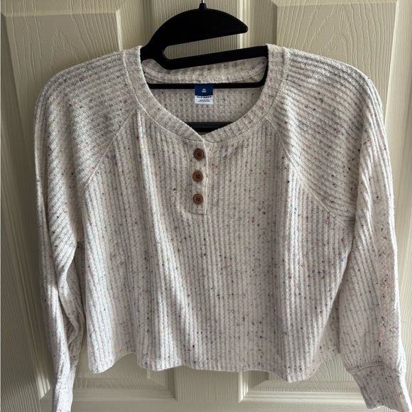 Old Navy Other - Old Navy Ribbed Long Sleeve Henley - Speckled White